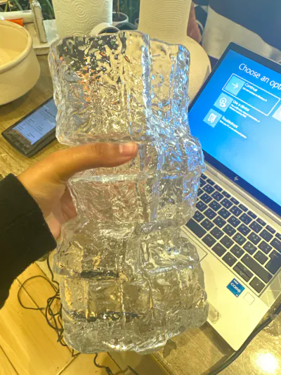 crystal glass vase - 27cm x 14cm